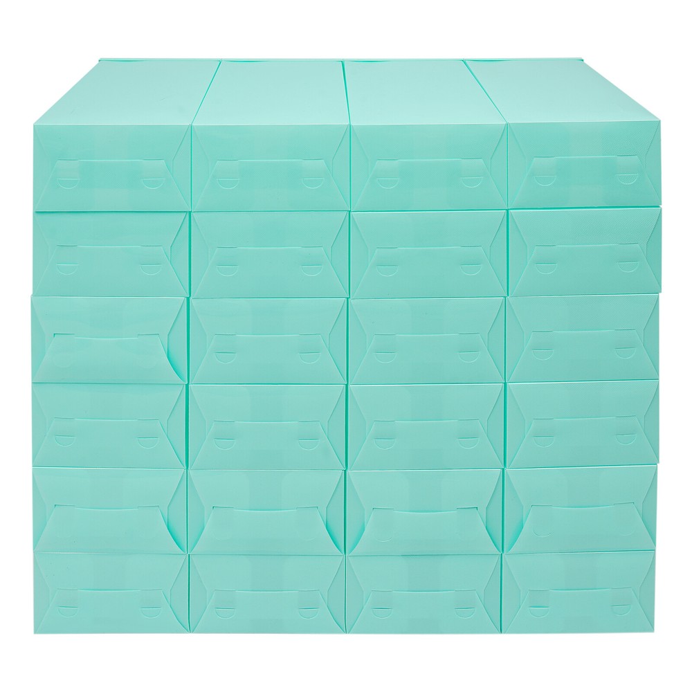 24 Pack Green Stackable Shoe Boxes Shoe Storage Box Shoe Storage Organizer