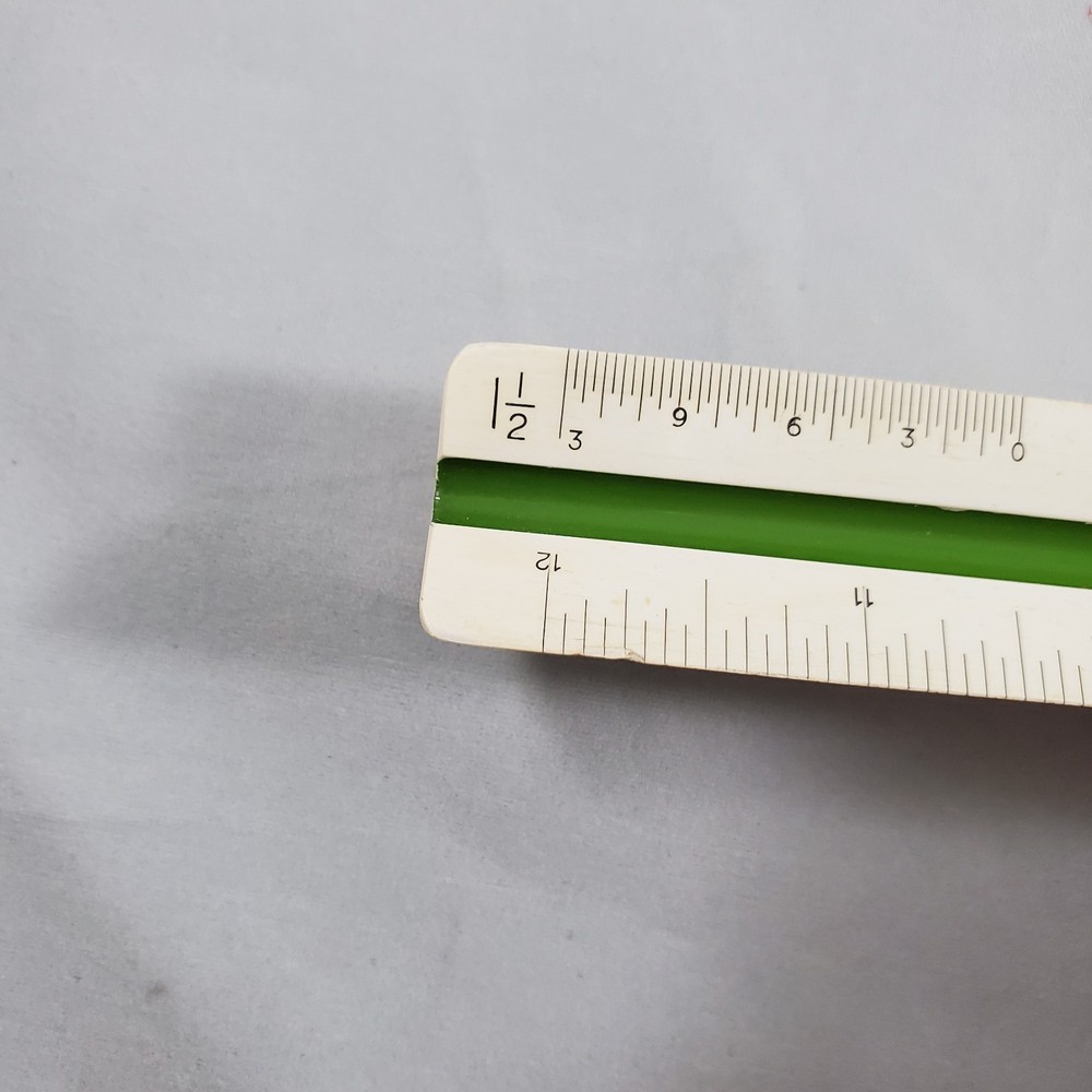 Faber Castell Triangular Engineering Ruler w/ Green Box 883/72 Germany Vintage