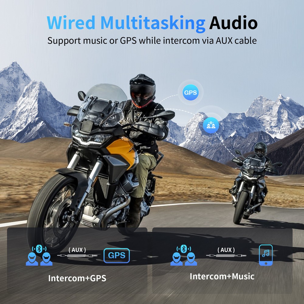 M1-S Pro 2000M Motorcycle Intercom Helmet Bluetooth Headset 8 Riders Interphone