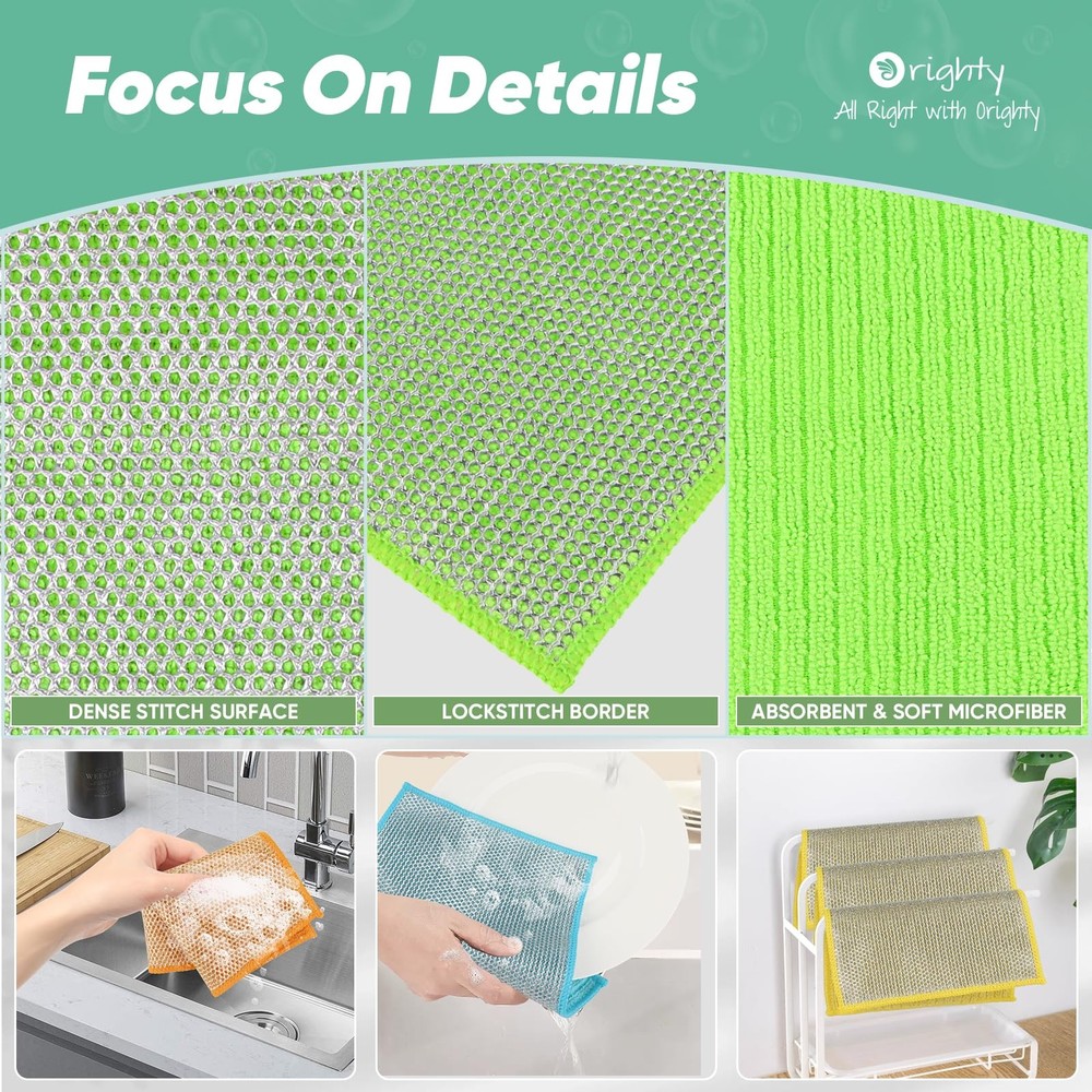 Multipurpose Wire Dishwashing Rag 12 Pcs, Upgraded Double-Layer Non-Scratch W...