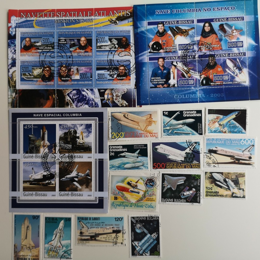 25 Different Space Shuttles on Stamps Collection