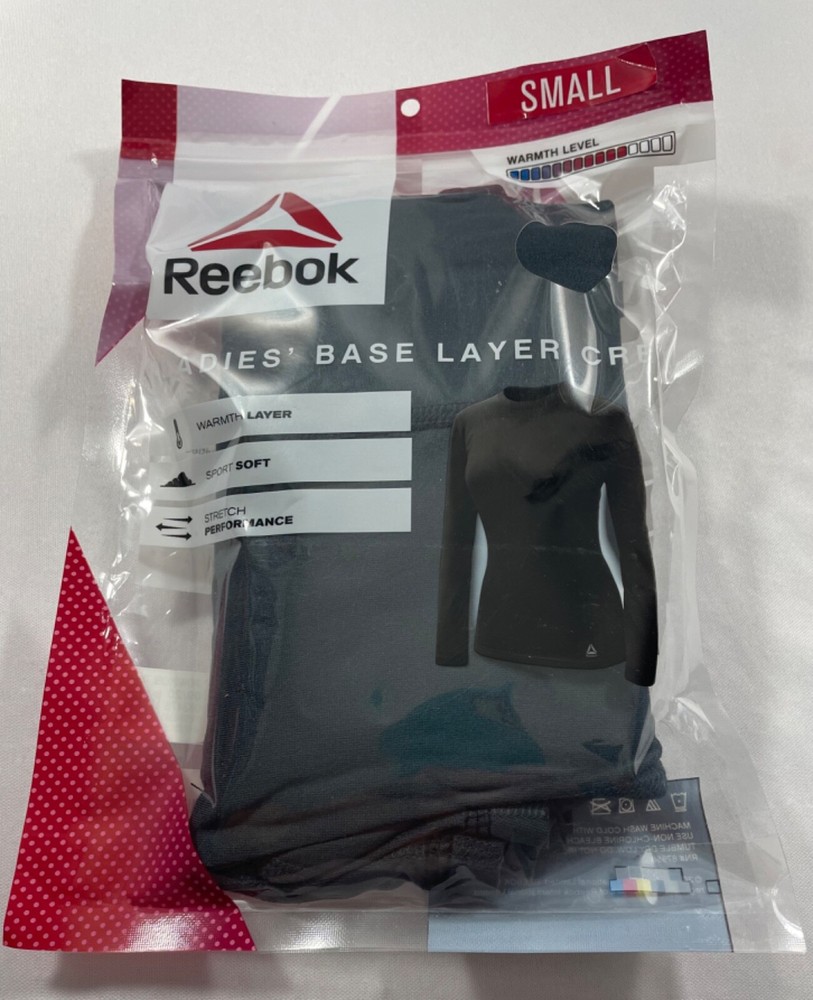 REEBOK PERFORMANCE BASE LAYER LONG SLEEVE SOFT STRETCH CREW DARK GREY