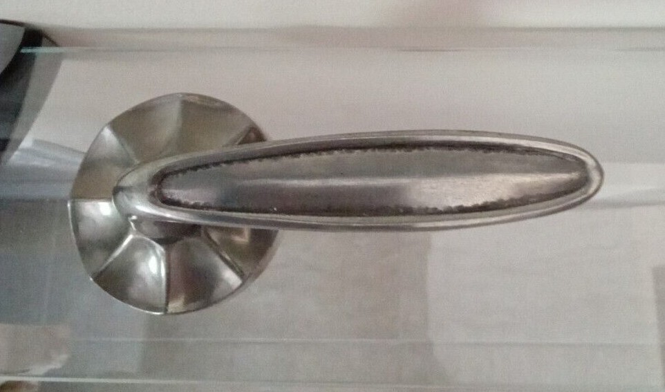 OVALE Door Lever /handle w/star rosette BRITTANIUM (silver) (choose function)