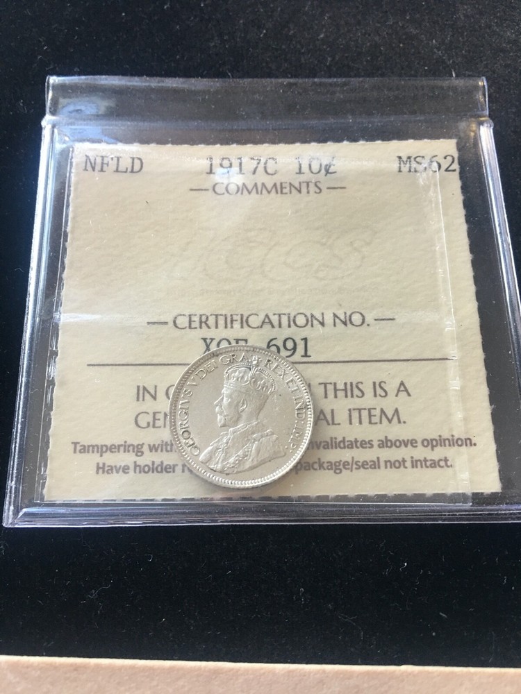 1917c  ICCS Graded Newfoundland  ¢10 Cent, **MS-62**