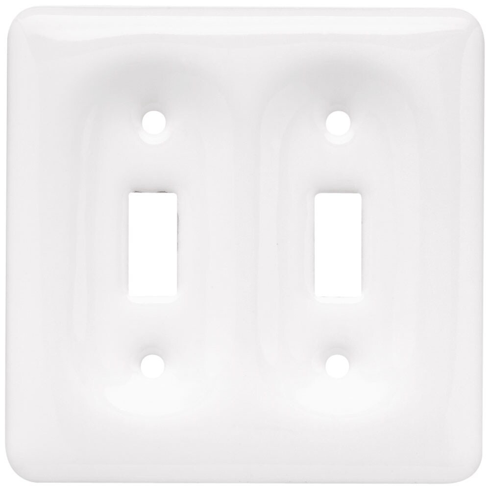 Double Switch Wall Plate White Ceramic