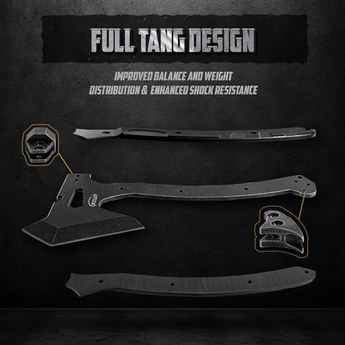 Tactical Axe with G10 Handle Camping Survival Hatchet, Multifunctional Black