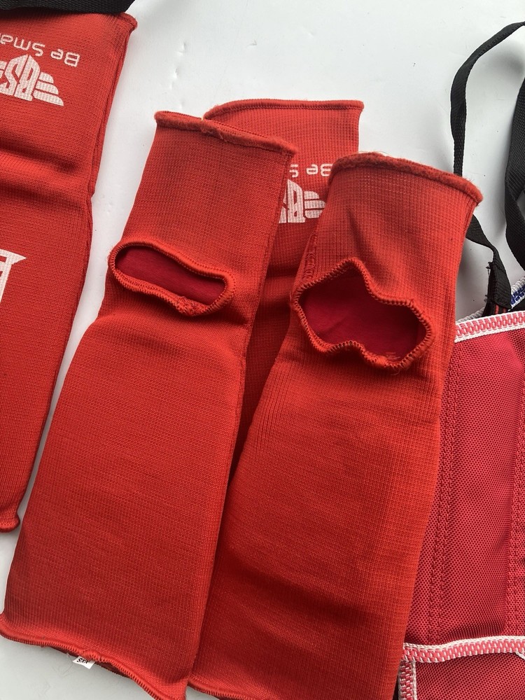 5 Piece Shin & Ankle Guards Be Smart Cingpai Red Complete Upper