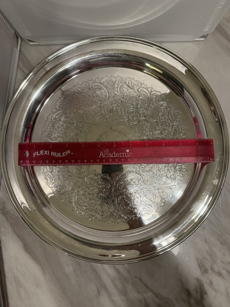 Vintage Gorham Yc455 Serving Tray 25th Silver Anniversary