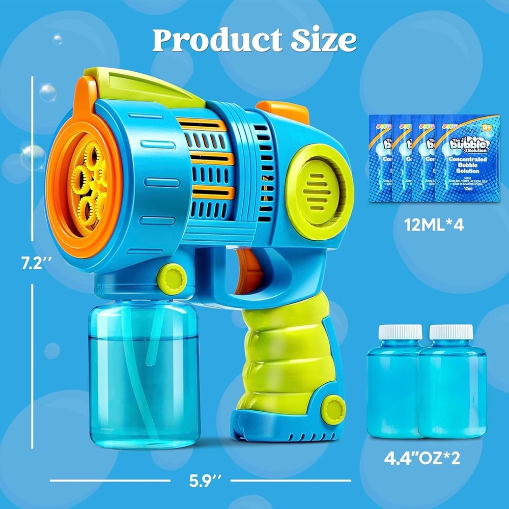 Sloosh 2 Packs Bubble Gun Machine with Refill Solution, Automatic Bubble Maker B