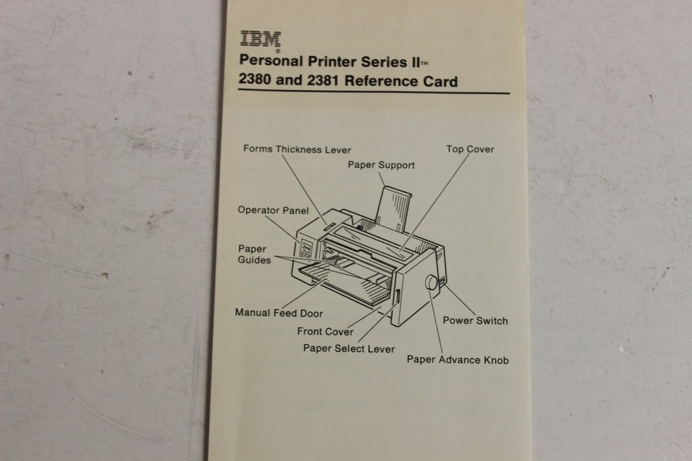 IBM PERSONAL PRINTER SERIES II 2380 & 2381 USER'S REFERENCE GUIDE MANUAL