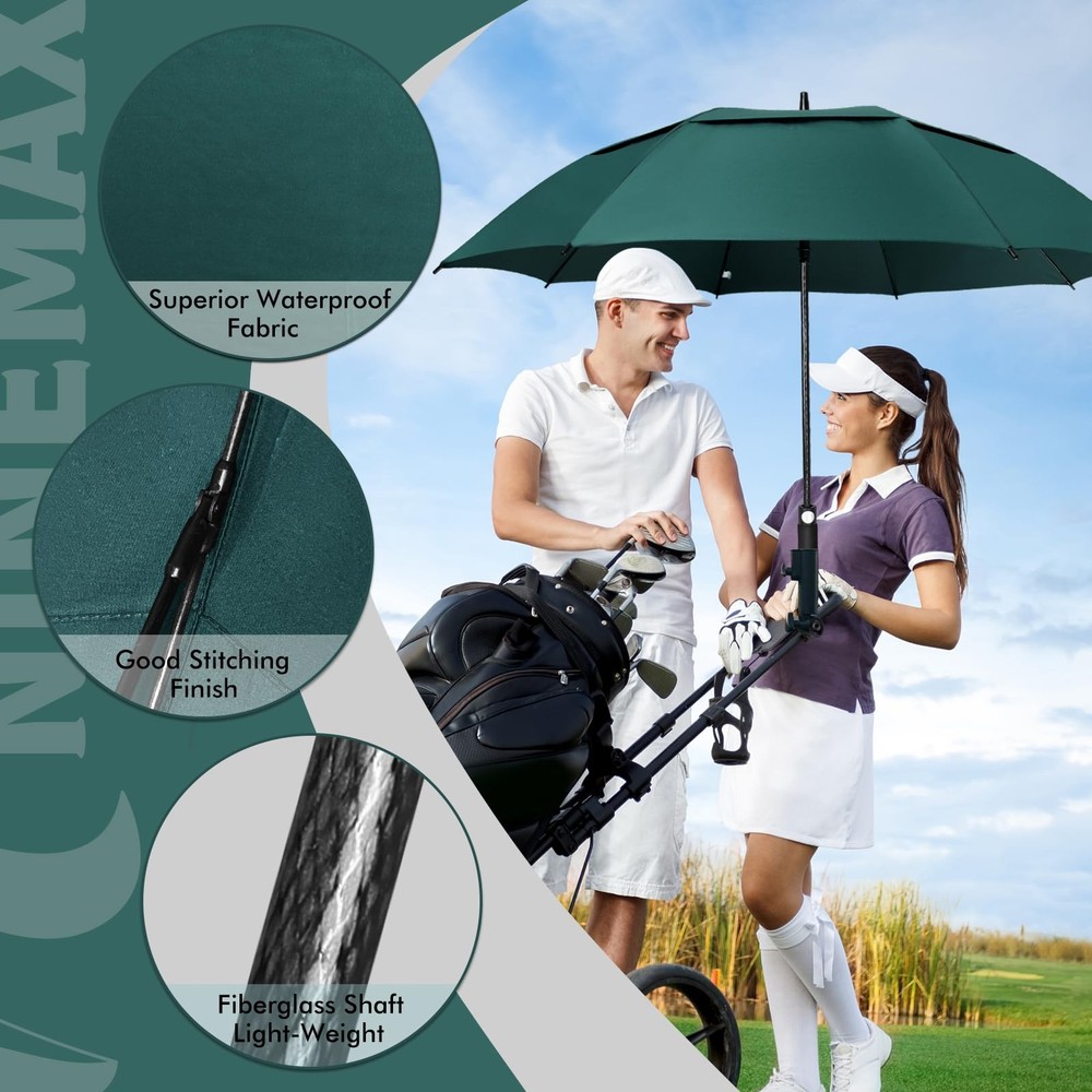 Golf Umbrella 51/54/62/68 Inch Automatic Open, Large Double Canopy Vented Ove...
