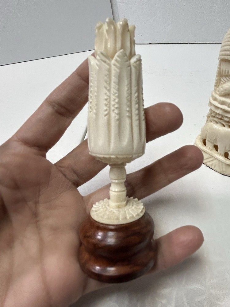 Stunning 3 Bone Hand Carved Decor