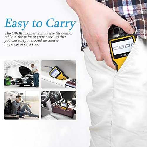 OBD2 Scanner Code Reader for Car Check Engine - CAN Diagnostic Tool - Yellow