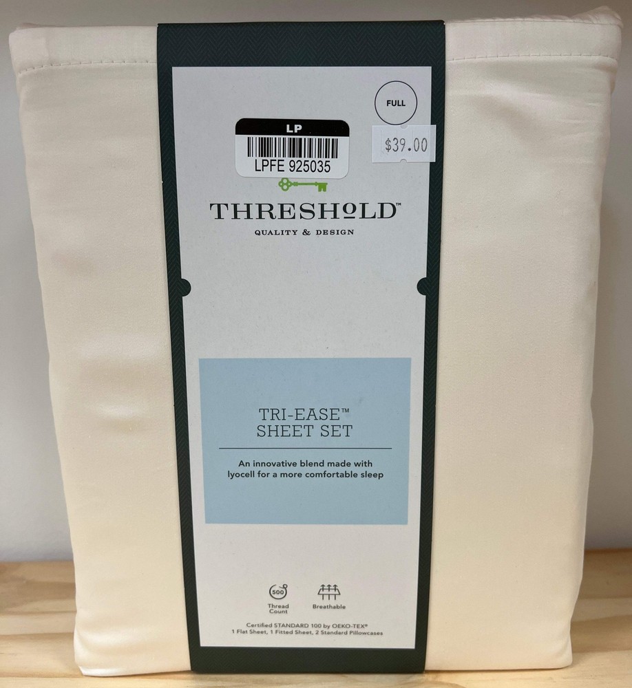 Full 500 Thread Count Tri-Ease Solid Sheet Set Ivory - Threshold