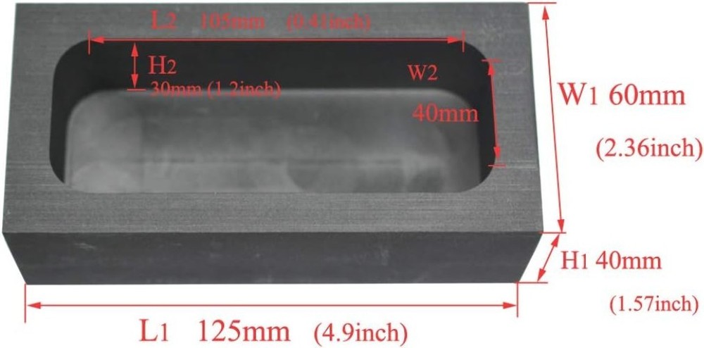 Rectangular Graphite Ingot Mold for Efficient Melting and Casting Metals, 2kg