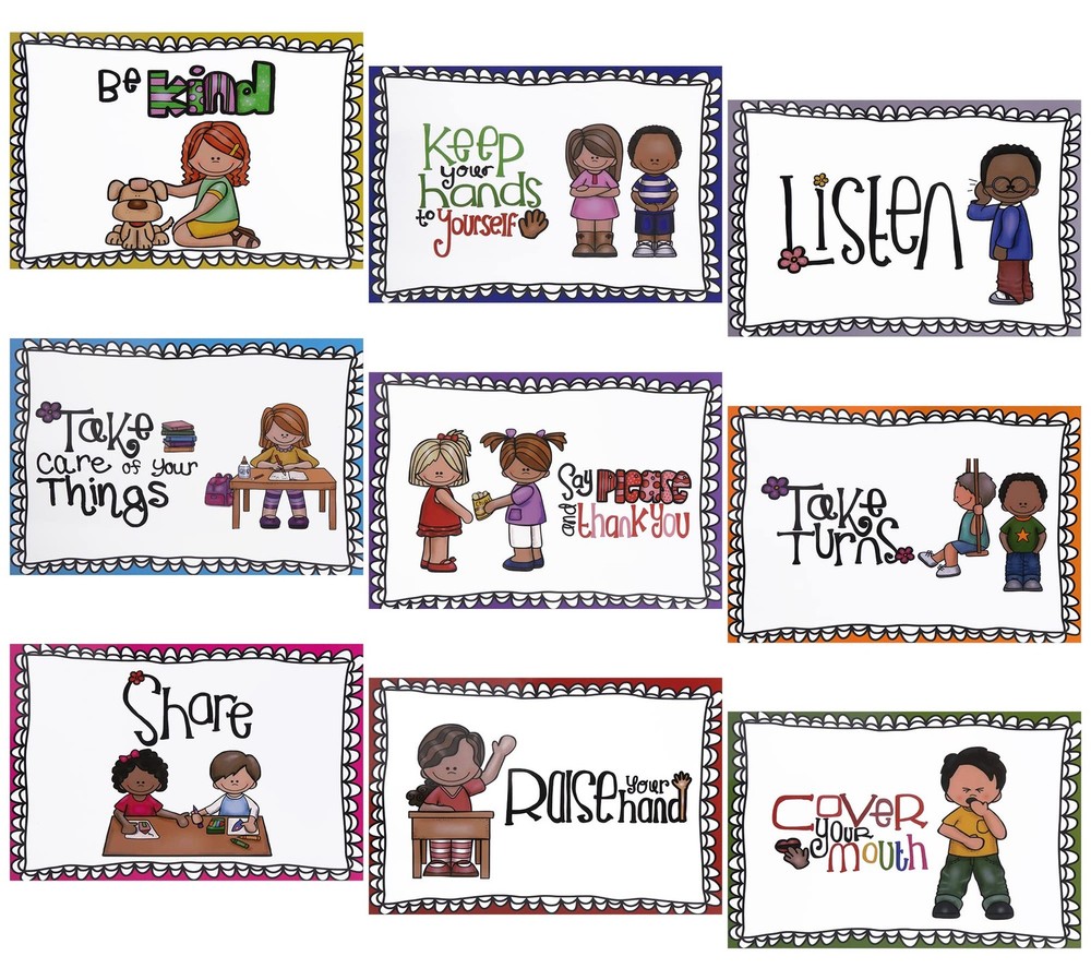 Alpurple A4 Classroom Rules- Preschool Class Rules Posters- Classroom