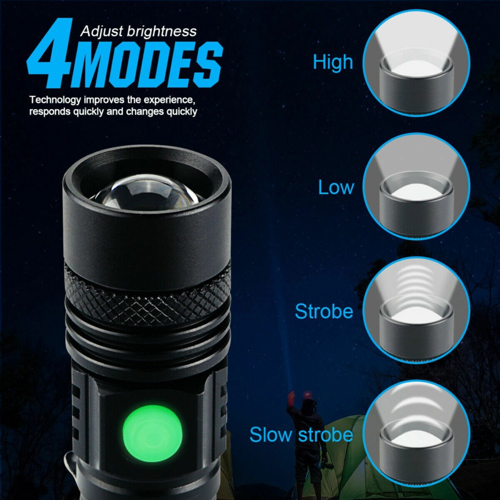 2-PACK 99000000 LM Super Bright LED Tactical Flashlight Rechargeable Work Light