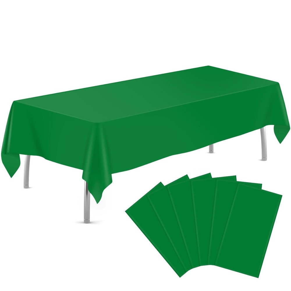 Green 6 Pack Plastic Table Cloth 54" x 108", Disposable Tablecloths Rectangle...