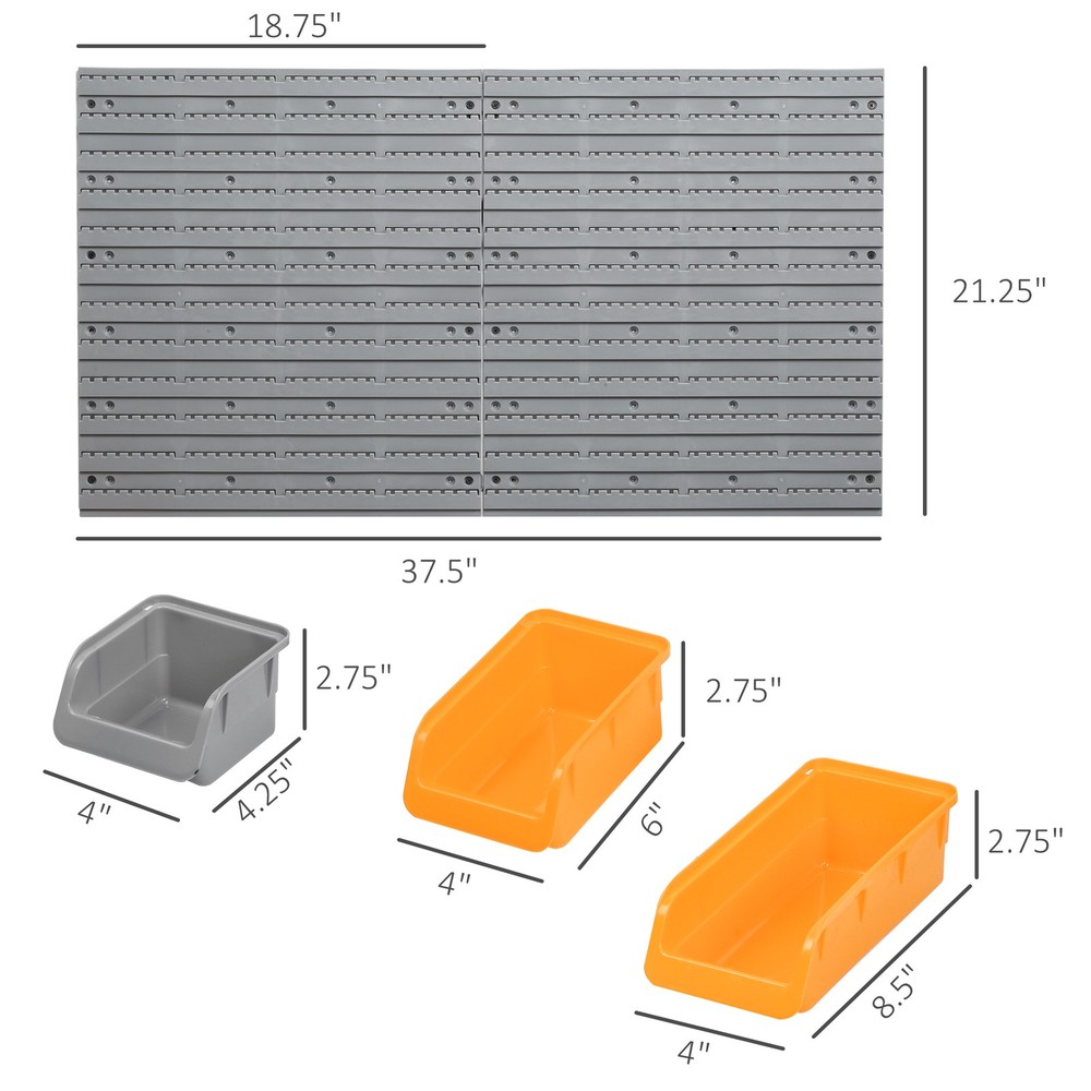 44 PCS Wall Mounted Pegboard Tool Organizer Rack Kit with Various Sized Storage