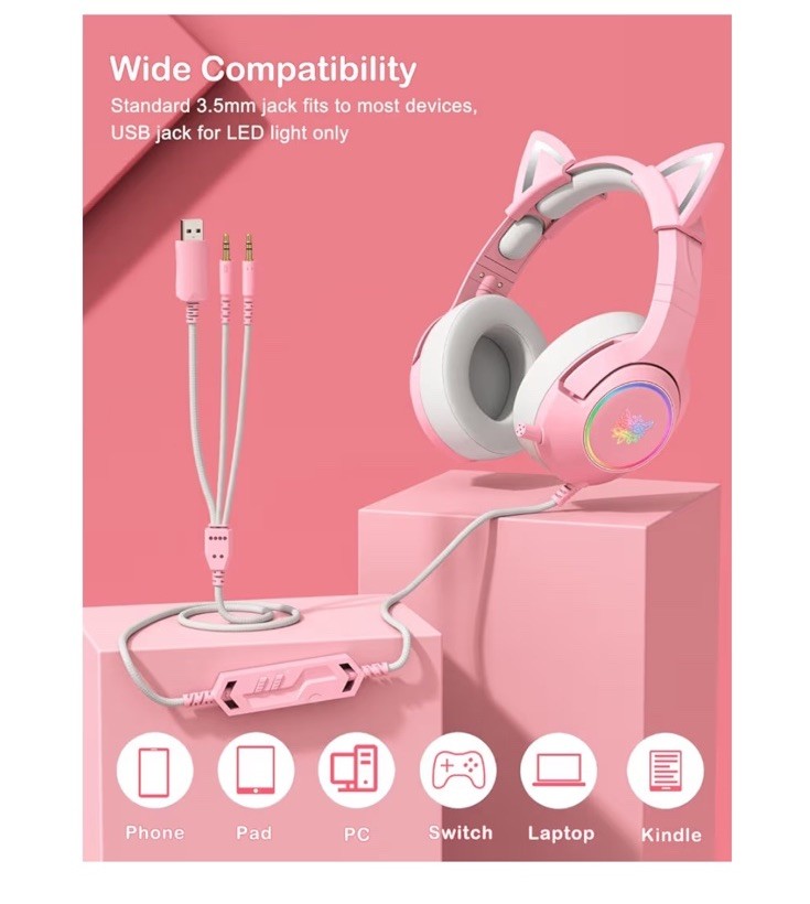 K9 - Professional Gaming Headset - Pink/r3