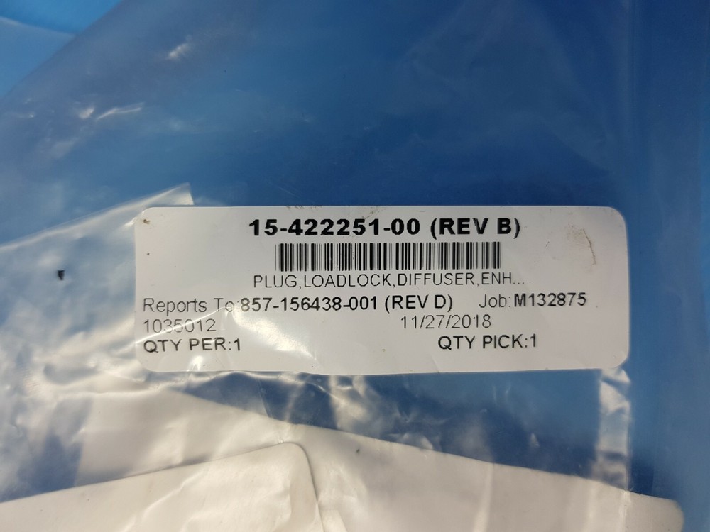 Lam Research 15-422251-00 PLUG LOADLOCK DIFFUSER ENH