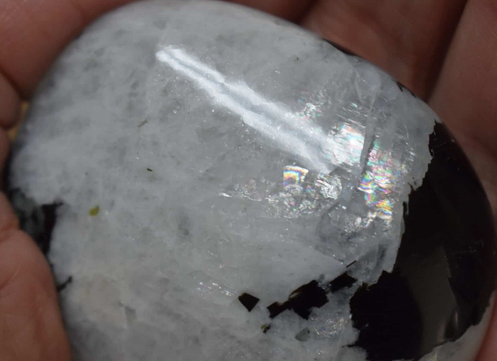 Rainbow Moonstone Palm Stone #11
