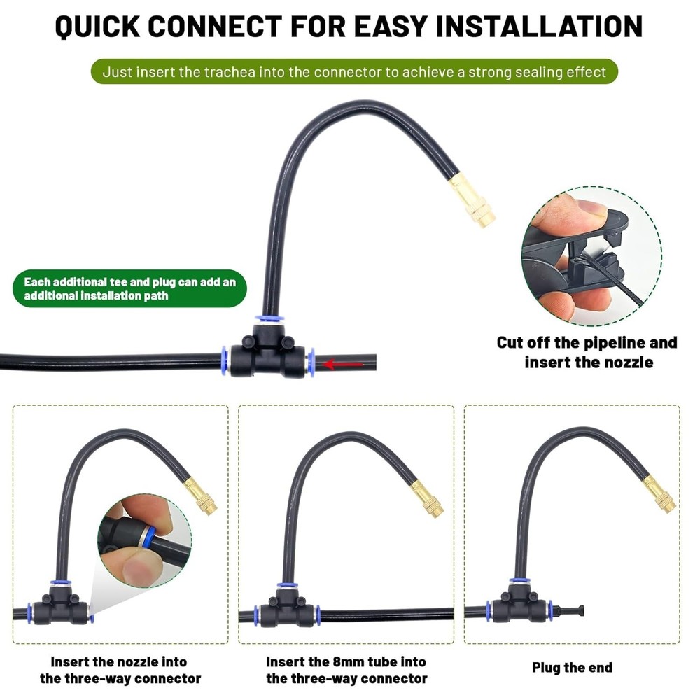 All-in-One 50FT Adjustable Drip Watering System with Quick Connector Setup