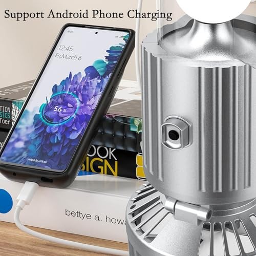 Camping Lantern with Fan, Flashlight Lantern Collapsible-USB Silver