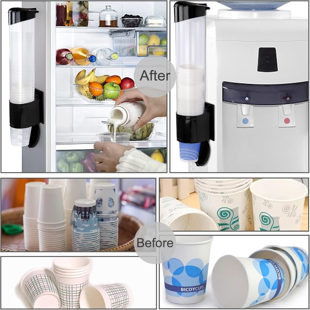 Cup Dispenser, Water Cooler Pull Type Cup Holder Fits 5oz - 7oz Cone or Flat