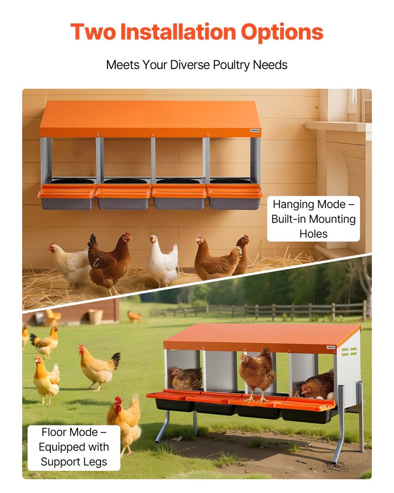 VEVOR Chicken Nesting Boxes Chicken Laying Boxes 4 Compartments for Laying Eggs