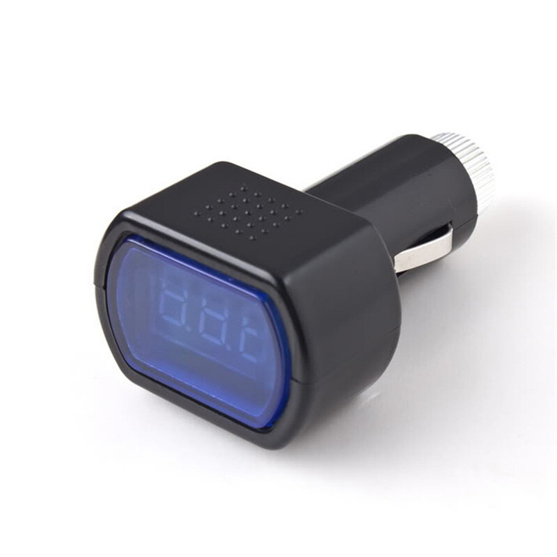 Digital LED Volt Gauge Meter Cigar Lighter Plug Black Digital Volt Over-current