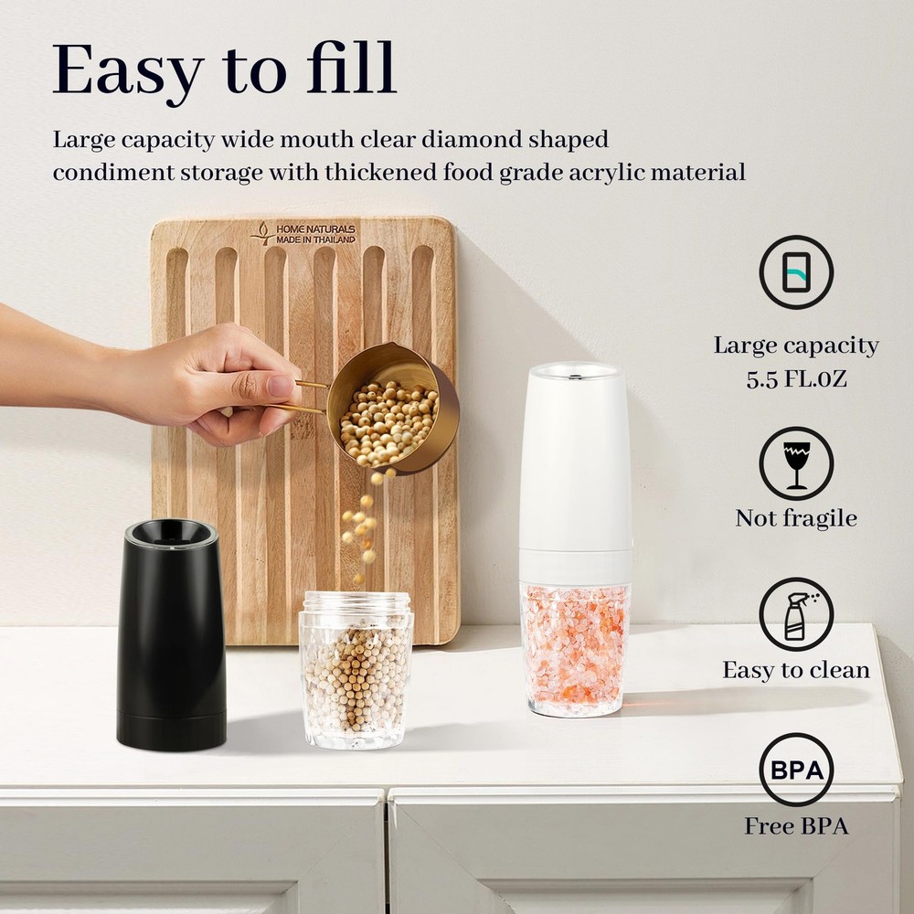Rechargeable Salt and Pepper Grinder Set ,Pepper Grinder Mill Automatic,Light...