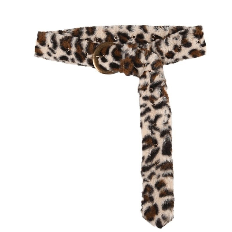 Furry Plush Wide Belt Adjustable Waiststrap Cool Leopard Pattern Corset for