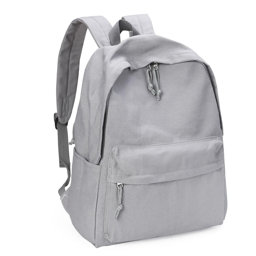 Zicac Diy Canvas Backpack Daypack Satchel Backpack (Grey, with Side Pocket)