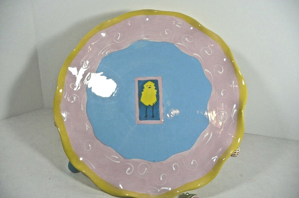 BOSTON WAREHOUSE Pedestal Cake Plate Removable Easter Egg Charms Original Box!!