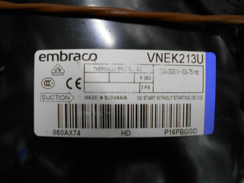 EMBRACO VNEK213U THERMALLY PROTECTED REFRIGERATOR COMPRESSOR