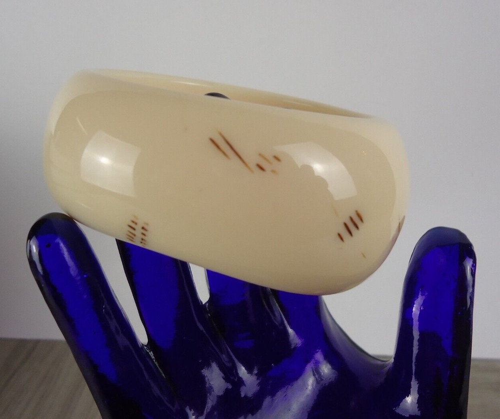 Chunky Asymmetrical Cream Bangle Bracelet Unique Statement Jewelry