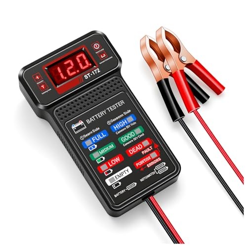 Battery Tester with LED Indicator & LCD Display - 12V Car Battery Load Tester