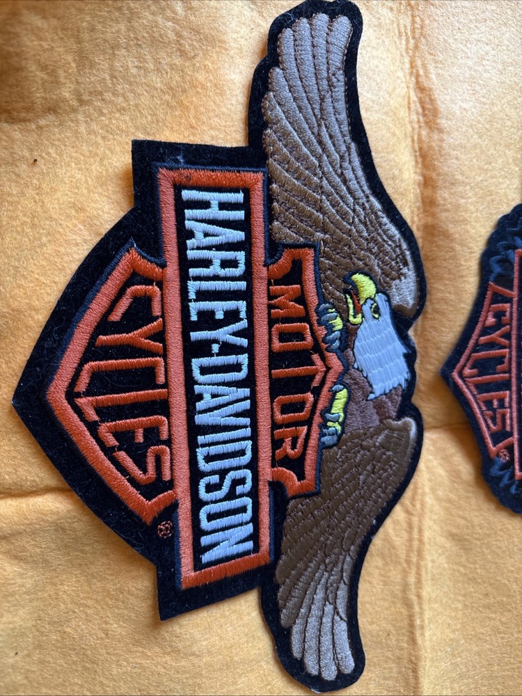2 Authentic Vtg New Harley-Davidson Patch Wings / eagle Head Down #B