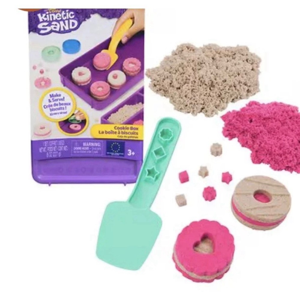 Kinetic Sand Cookie Making Box Kit - Includes 2 Colors & 3 Accessories