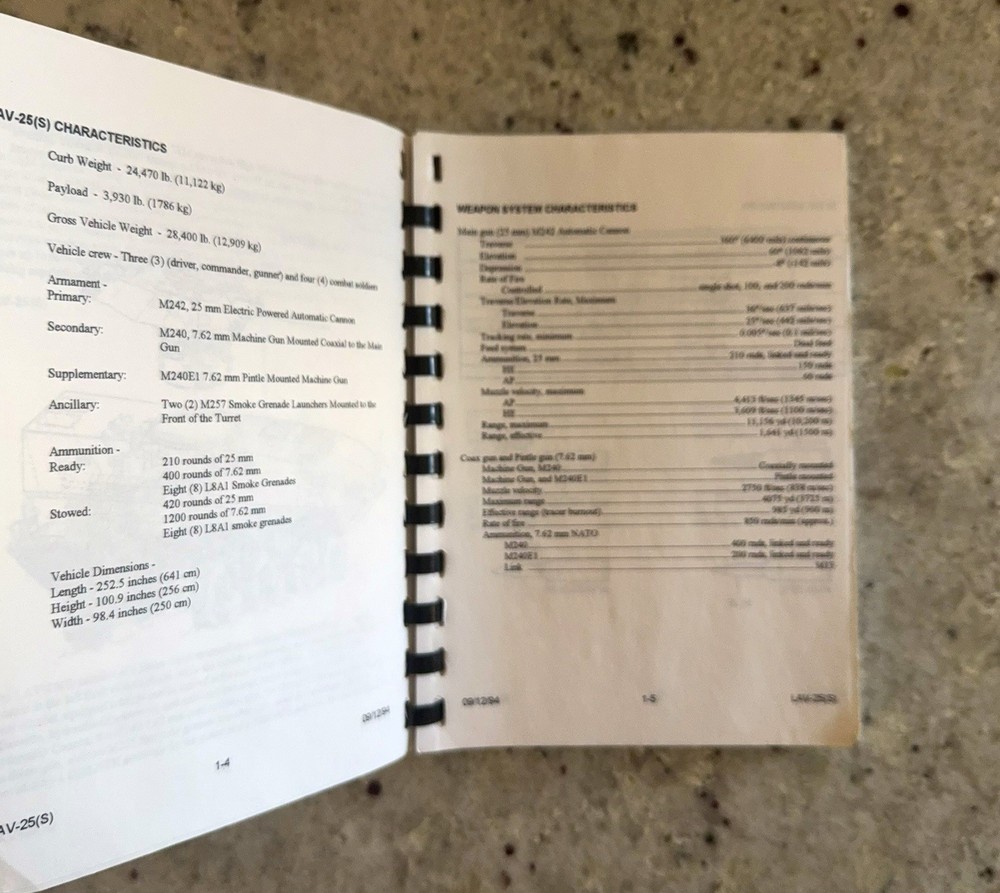 1994 US Army LAV Turret Operator Handbook