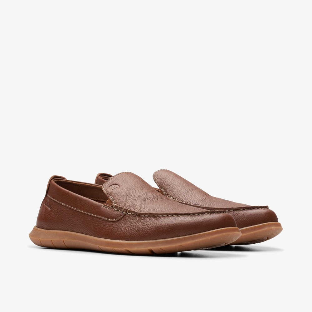 CLARKS Men's Flexway Step Light Brown Leather 26176954