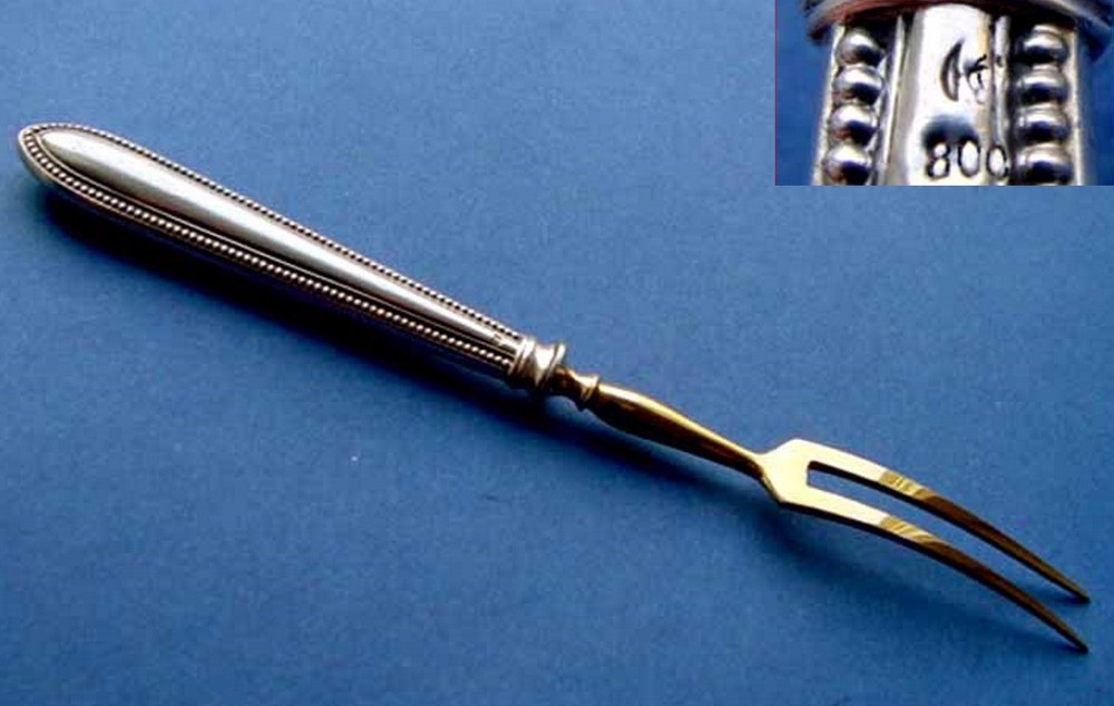 1. Fork/ Serving Fork, 800 Silver, 19th Century C202