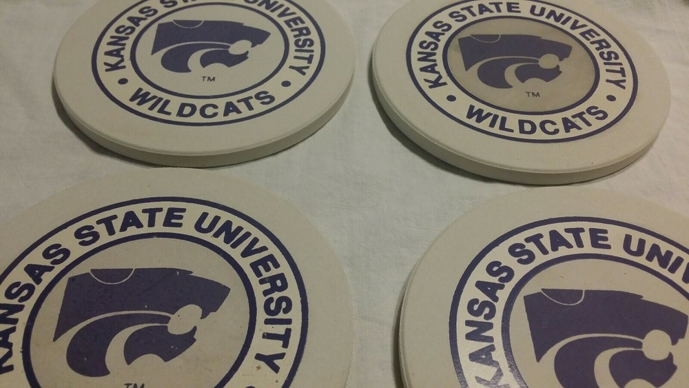 4 Kansas State University KSU Absorbant Sandstone Coasters