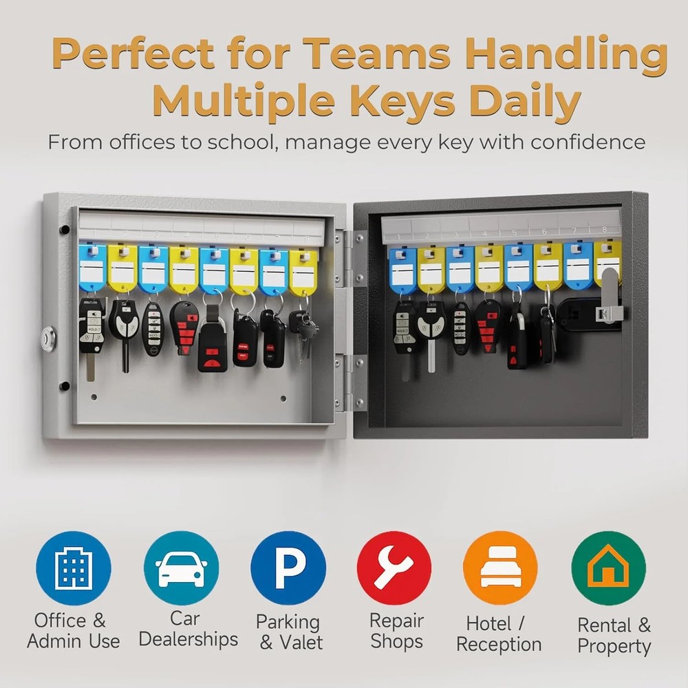 16 Key Lock Box Wall Mount, Smart Key Cabinet, use One Time Password,Fixed Code,