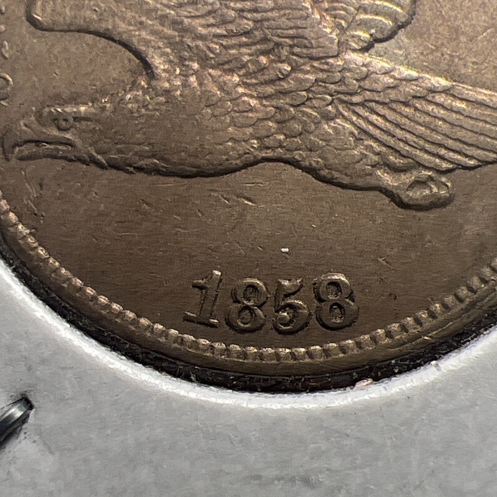 1858 Flying Eagle Cent - Small Letters RPD REPUNCHED DATE