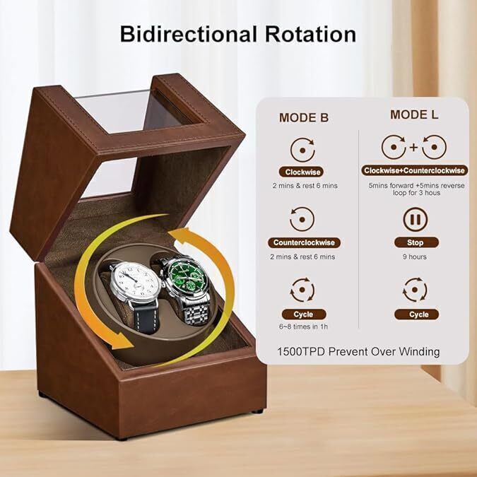 Automatic Rotation Double Watch Winder Box Leather Storage Display Case Gift new