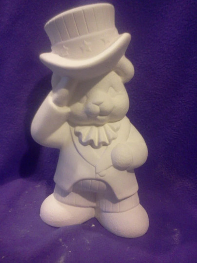 Uncle Sam Bear Ready to Paint Ceramic Bisque