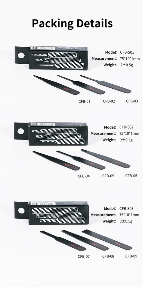 DSPIAE: Irregular Carbon Fiber Sanding Sticks - 3-Pack Set 3 Sizes