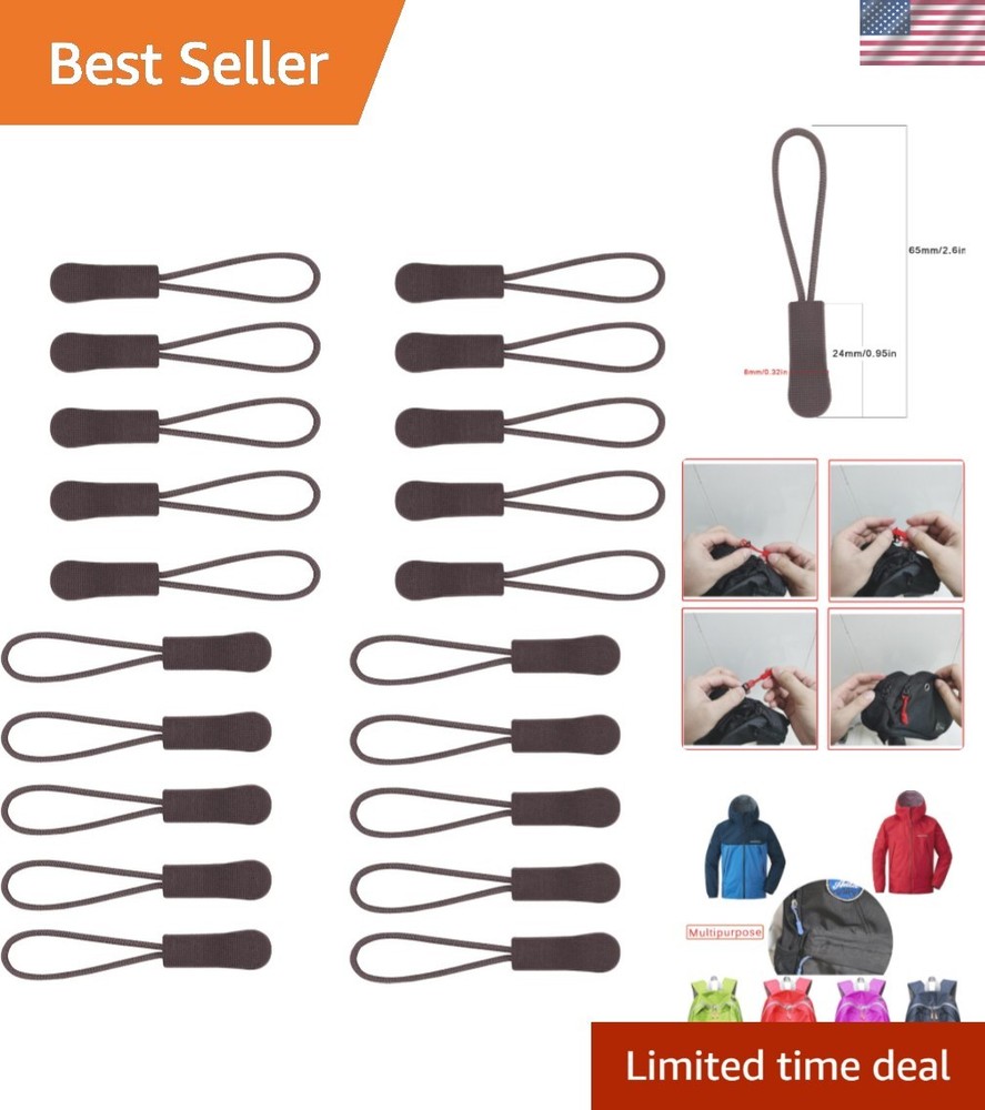 Durable 20PCS Zipper Pulls with Non-Slip Grip - Perfect for Stylish Accessories